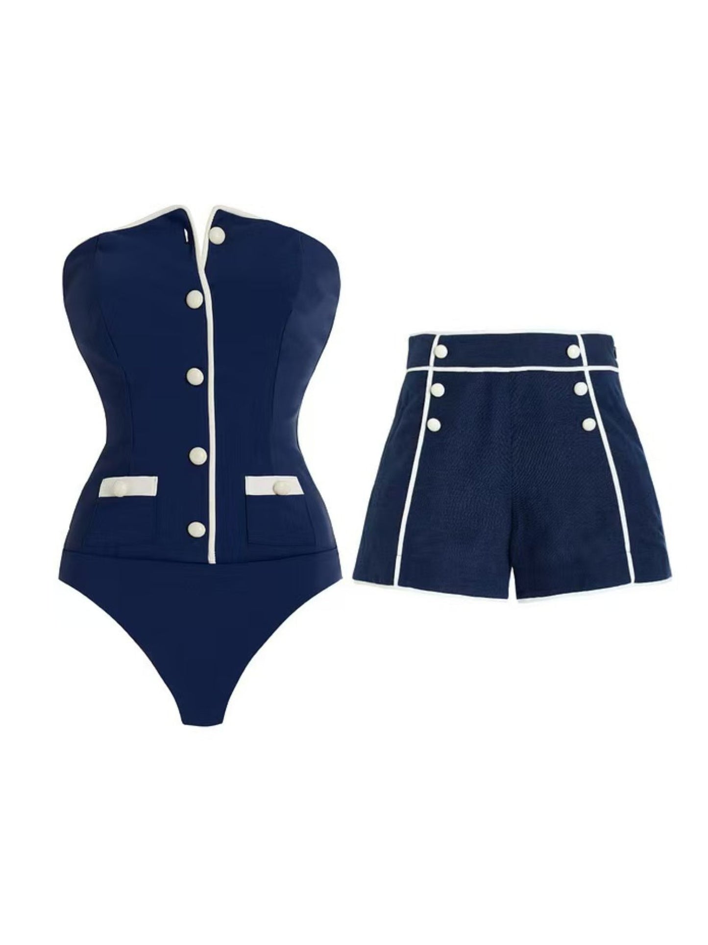 Retro Button Swimsuit Set