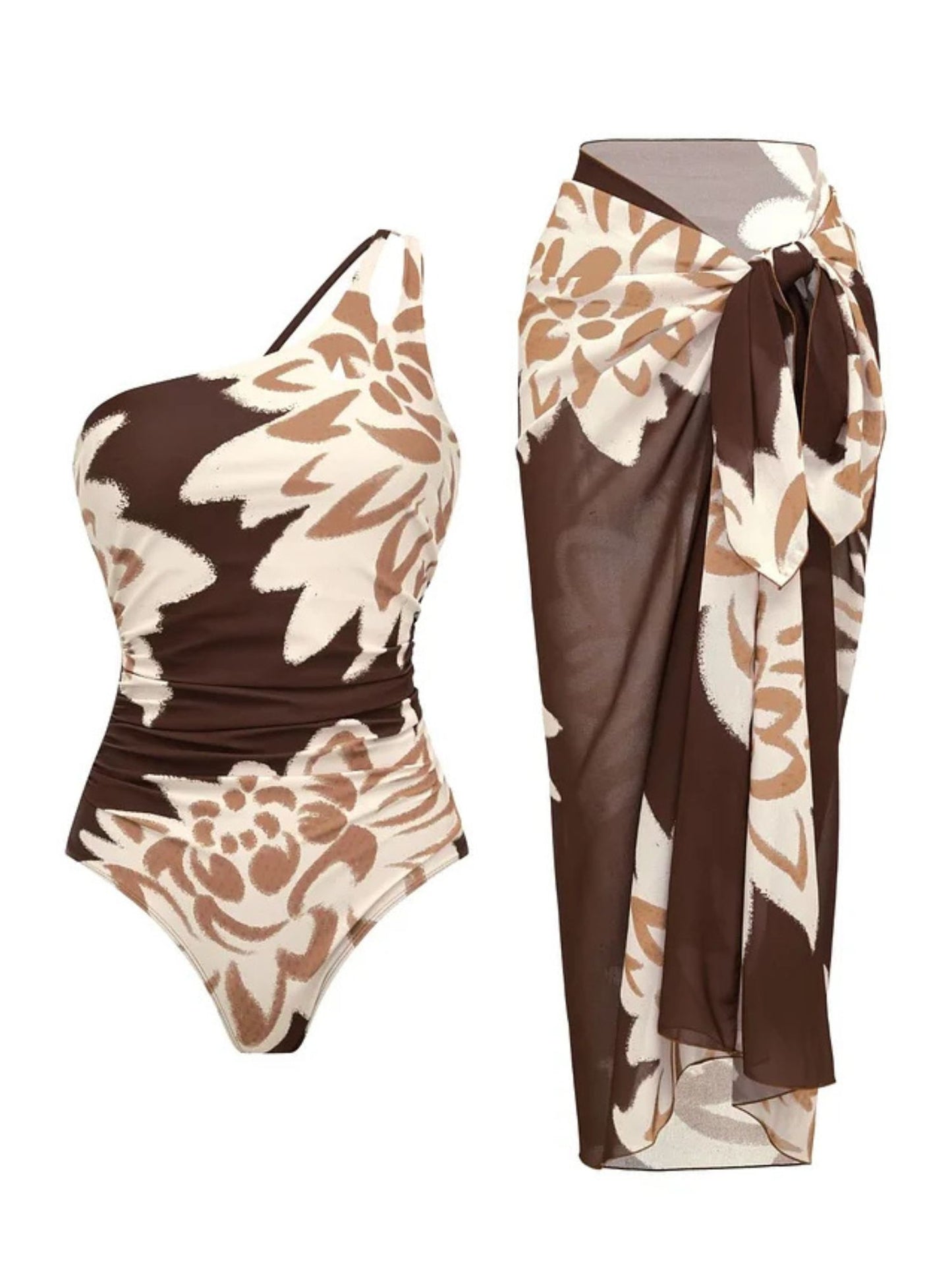 Tropical Brown Floral 2-Piece Swimwear Set