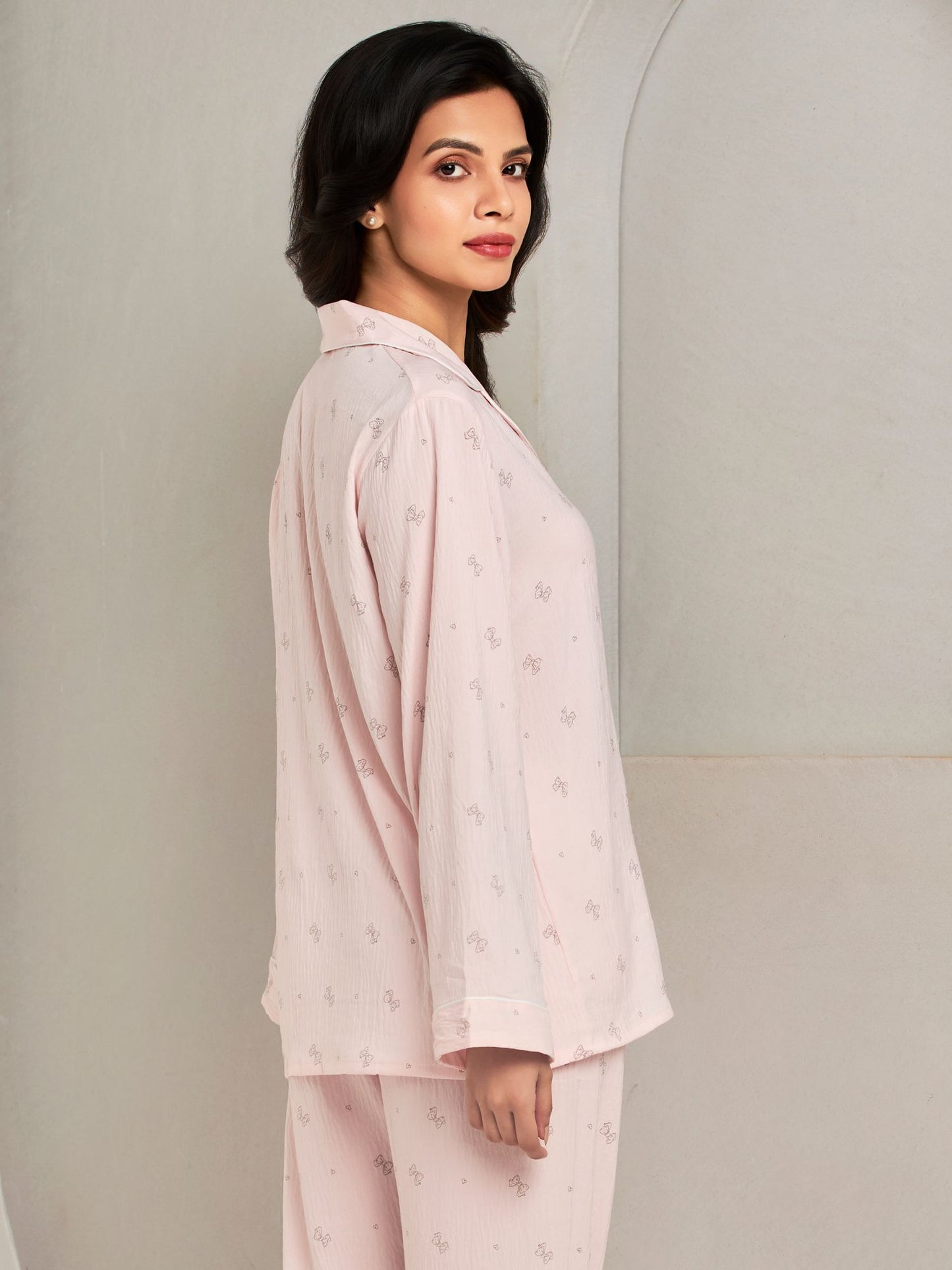 Pink Shirt And Pant Loungewear For Women