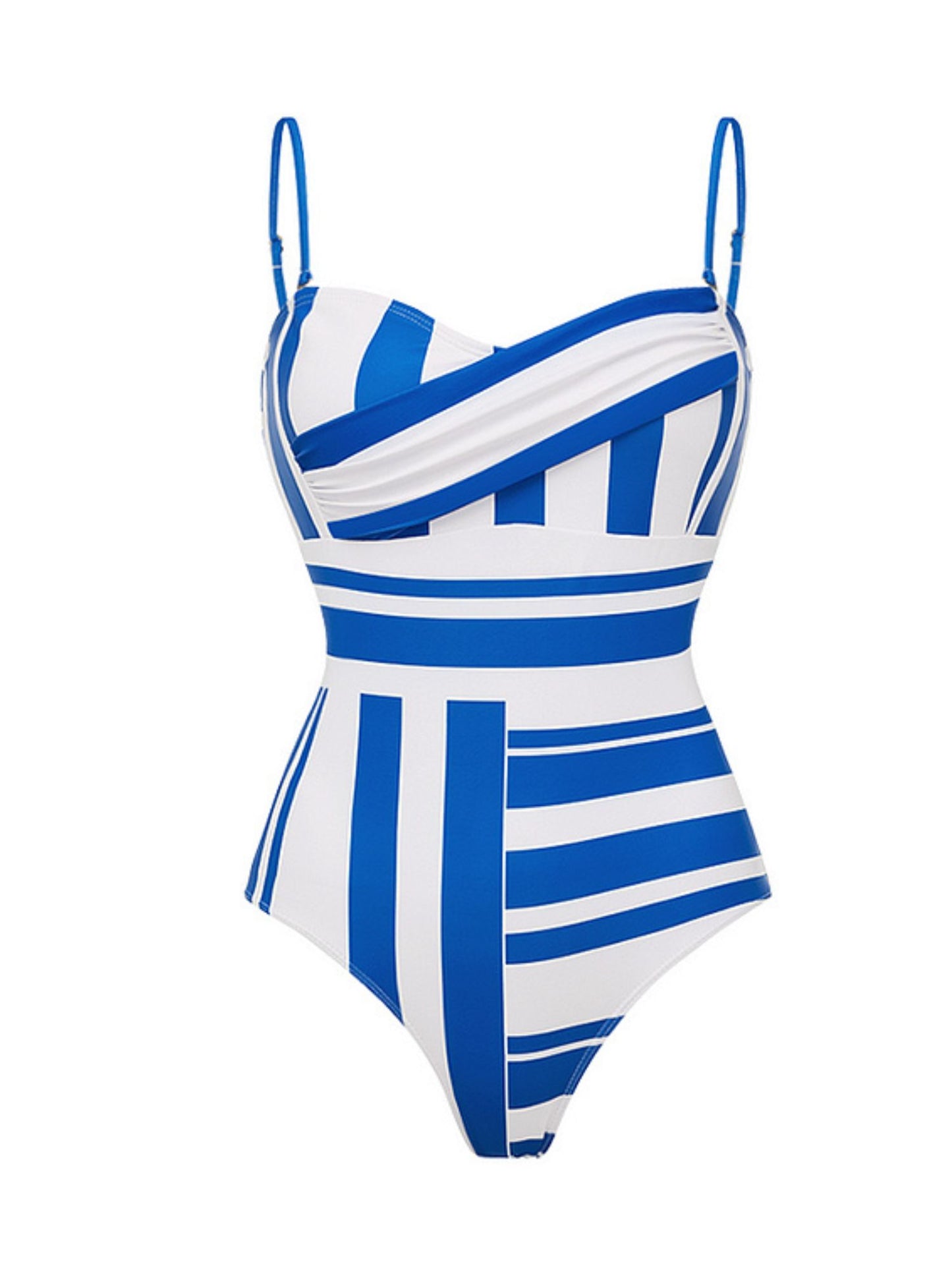 Blue & White Striped One-Piece Swimsuit