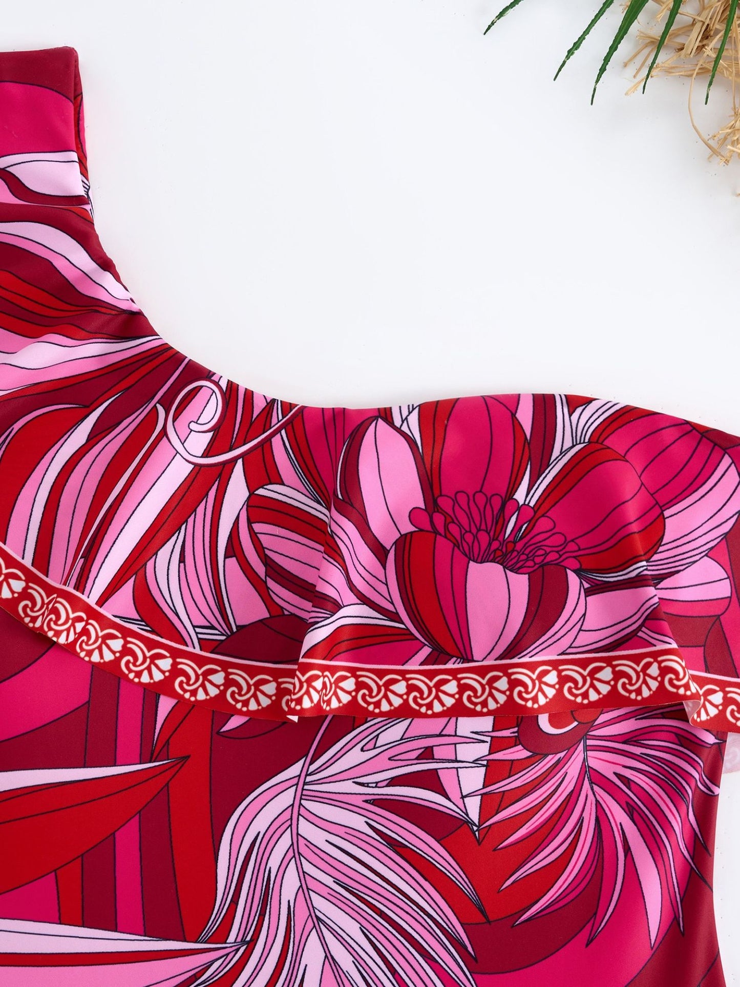 Red Floral One-Shoulder Monokini