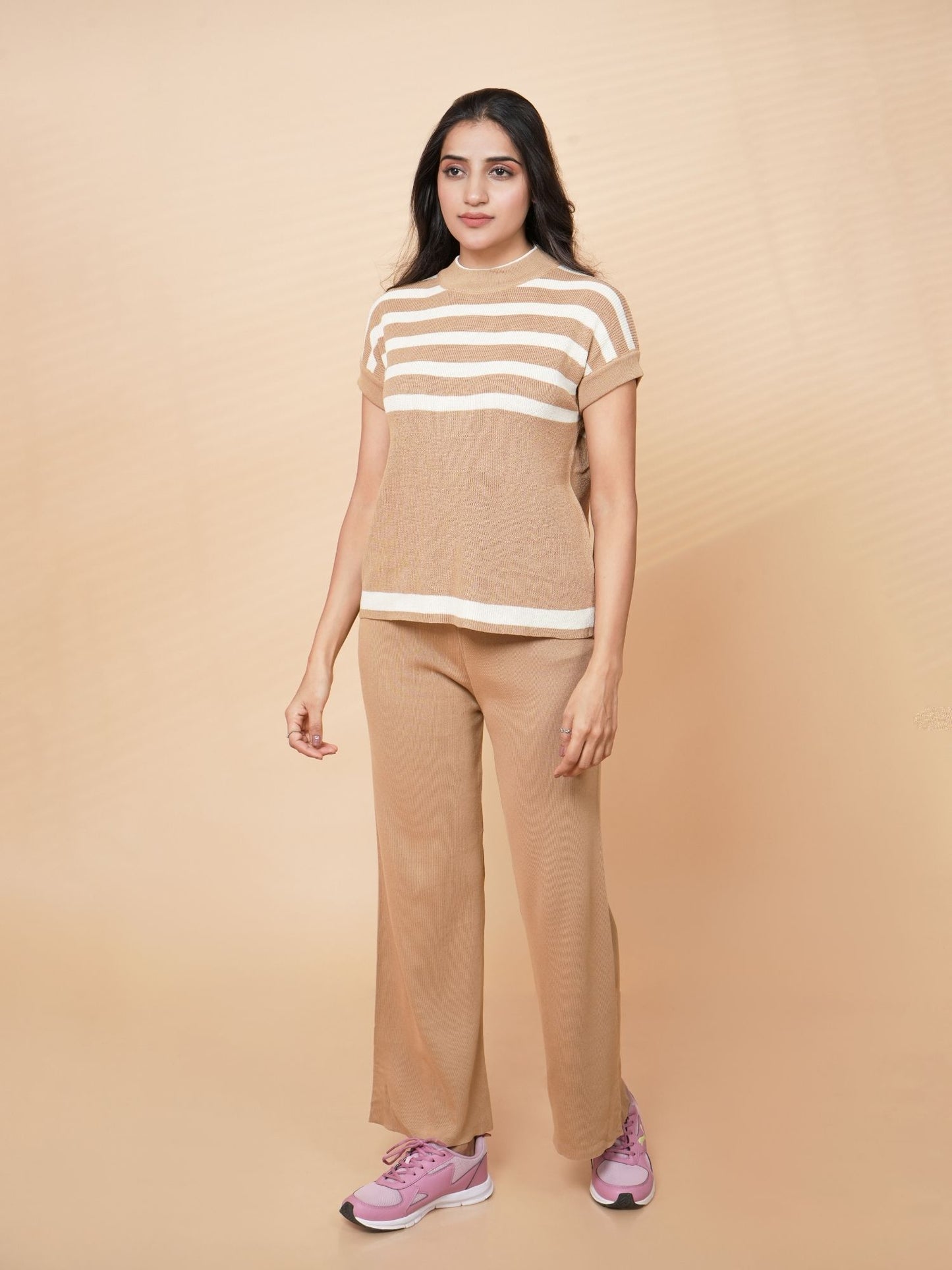Brown Round Neck Loungewear Set