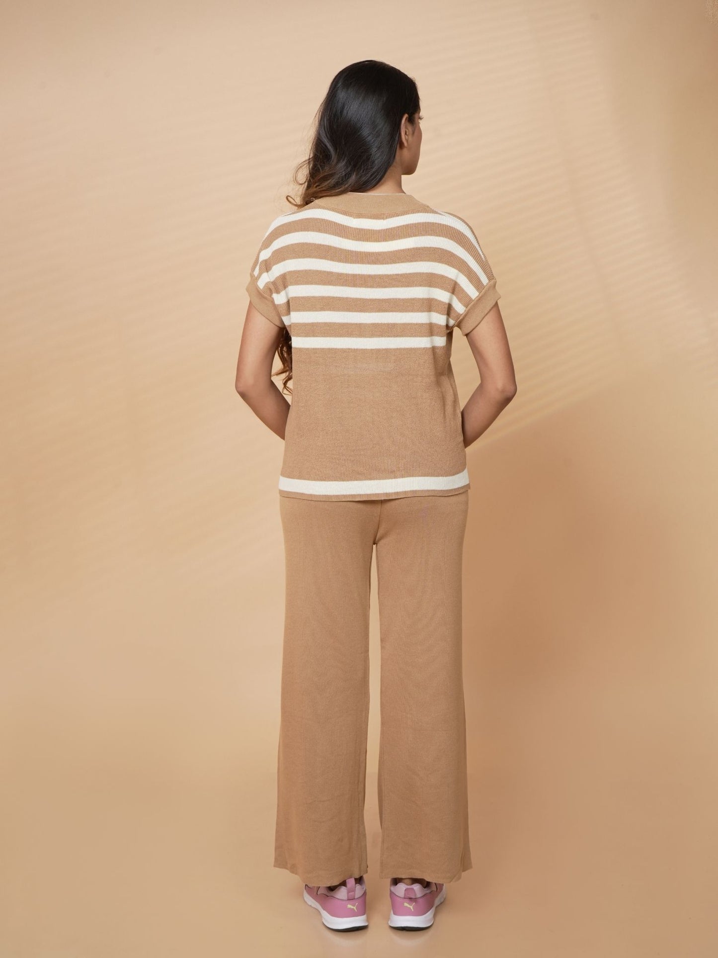 Brown Round Neck Loungewear Set