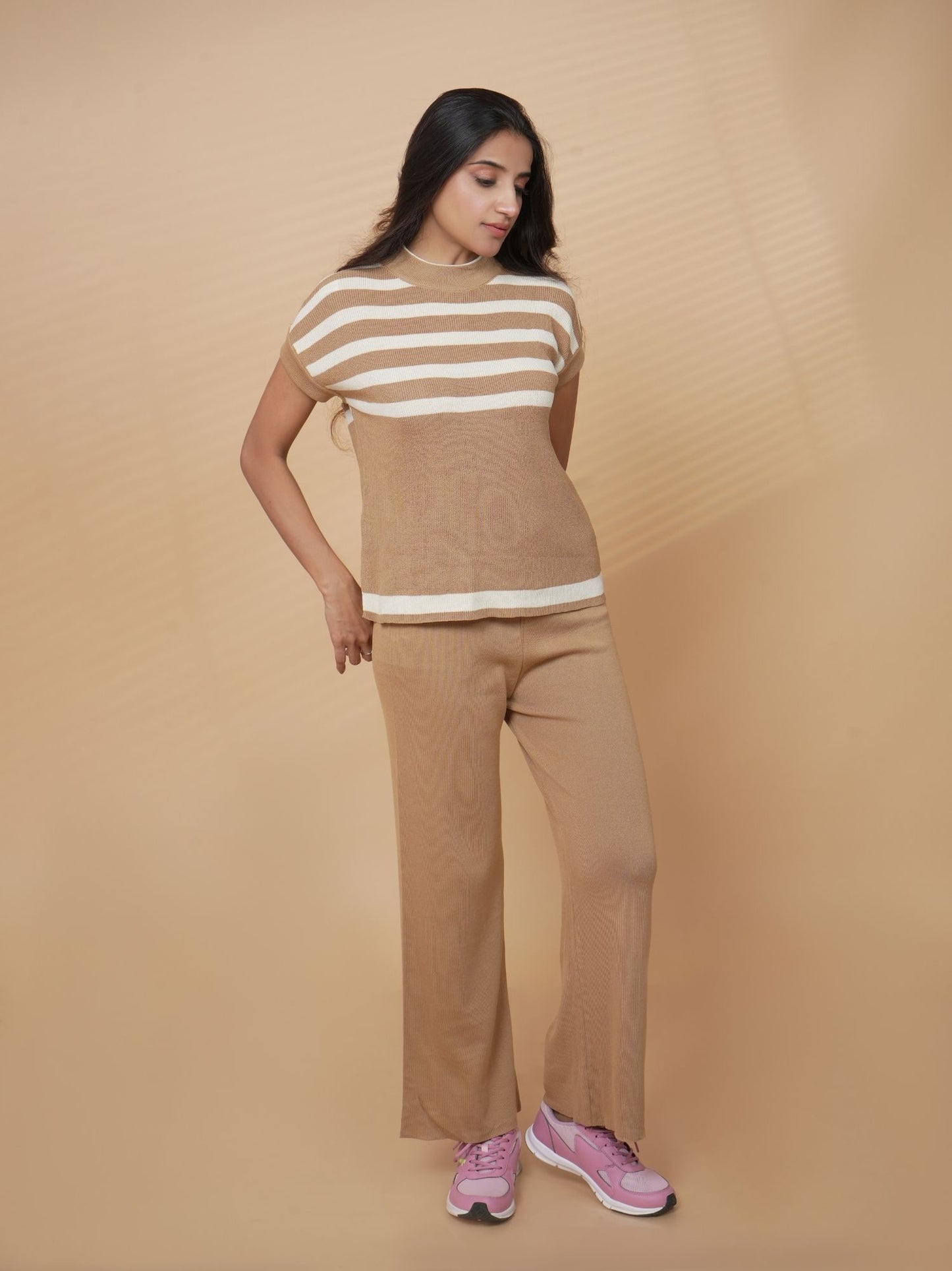 Brown Round Neck Loungewear Set