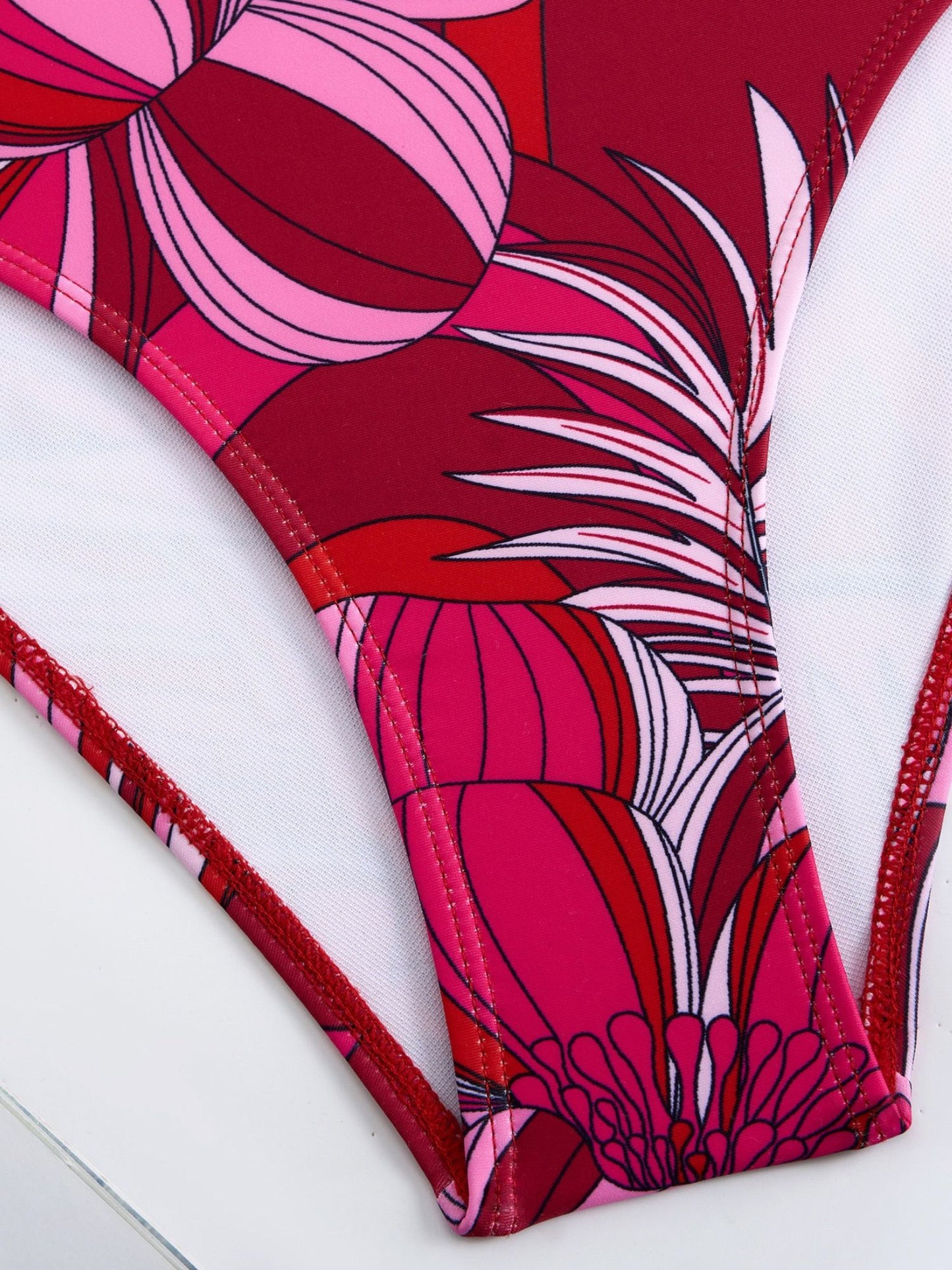 Red Floral One-Shoulder Monokini