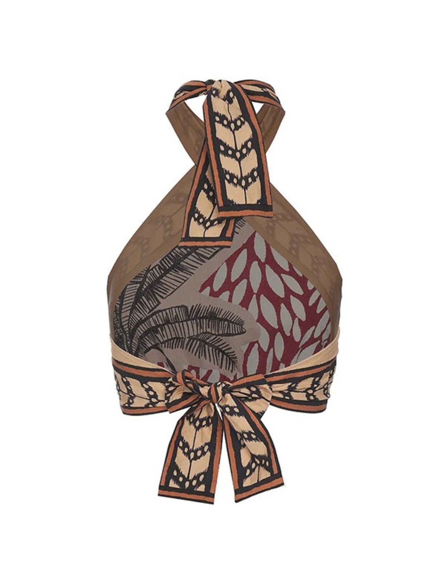Tropical Print Halter Bikini Set with Matching Sarong