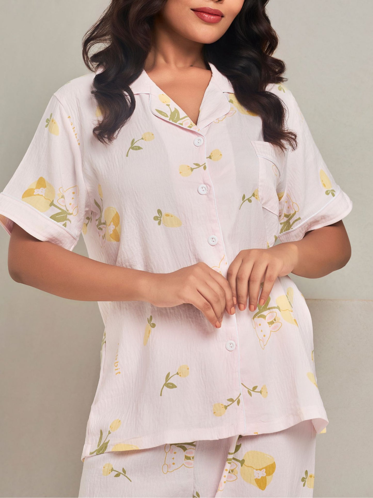 Floral Printed Half-Sleeves Sleepwear Set