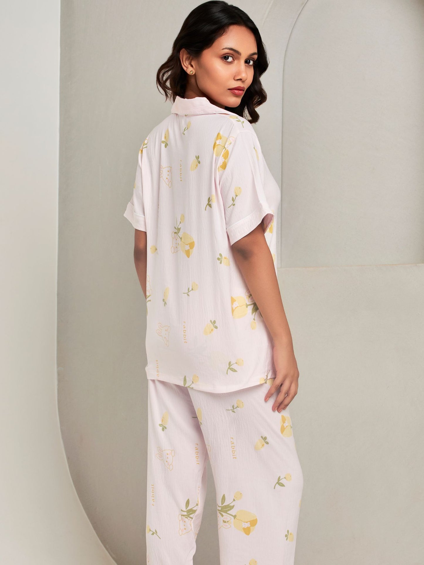 Floral Printed Half-Sleeves Sleepwear Set