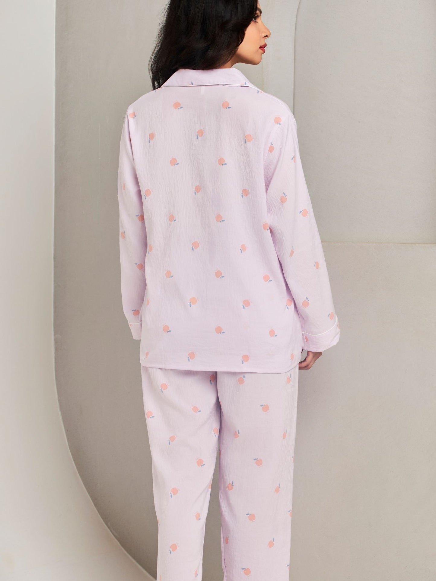 Lilac Cotton Shirt and Pant Comfortable Sleepwear Set