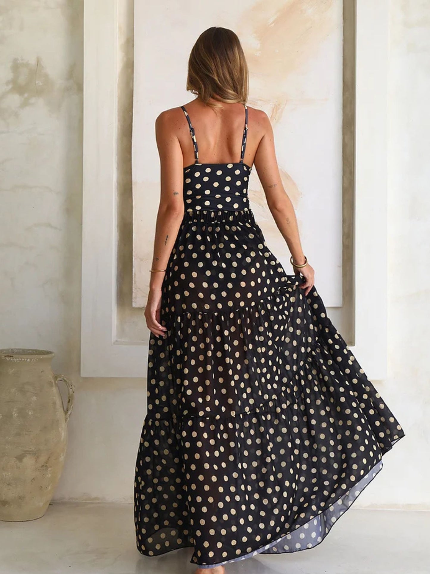 Elegant Black Gold Swimsuit Dress