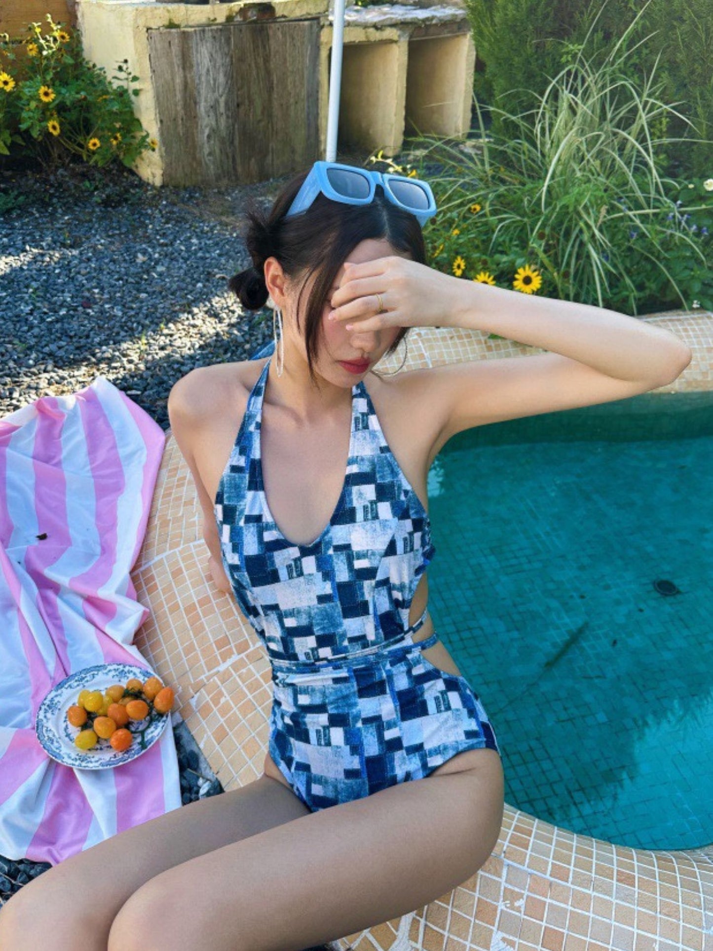 Indigo Mirage Cut-Out Halter One-Piece Swimsuit