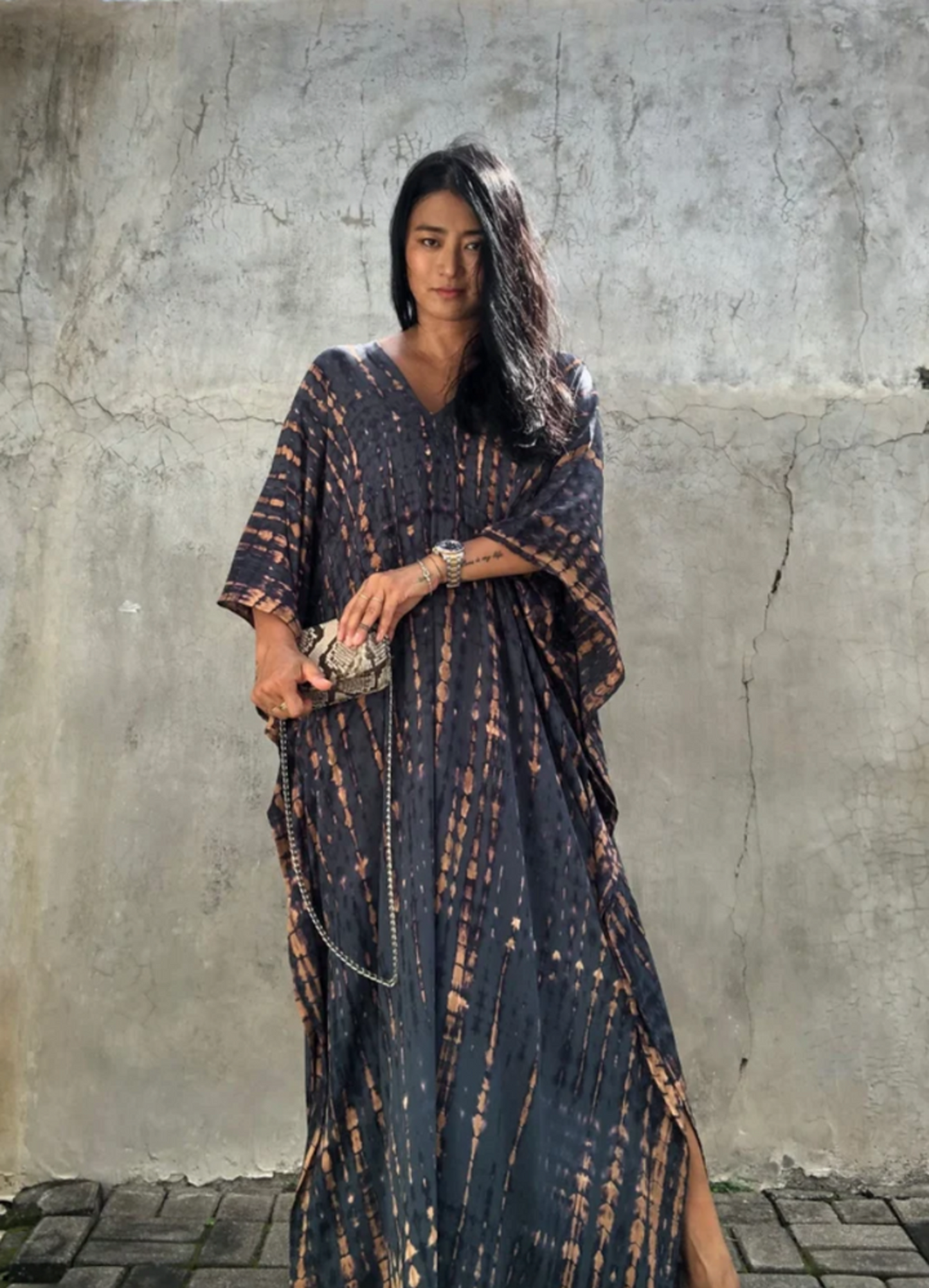 Boho Tie-Dye Kaftan Maxi Cover-Up Dress