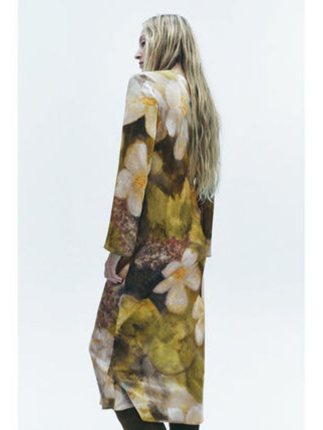 Multi Floral Long V-Neck Dress