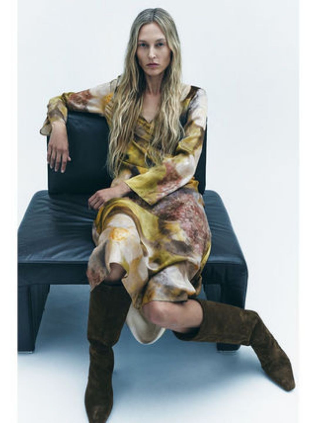 Multi Floral Long V-Neck Dress