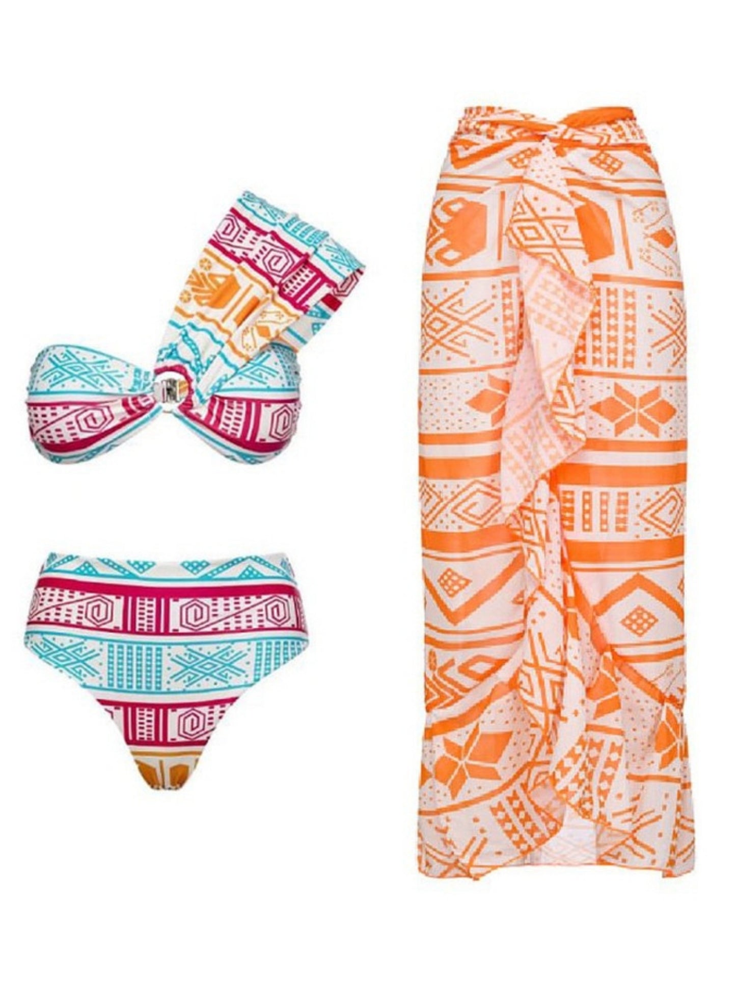 Multi One-Shoulder Bikini Set