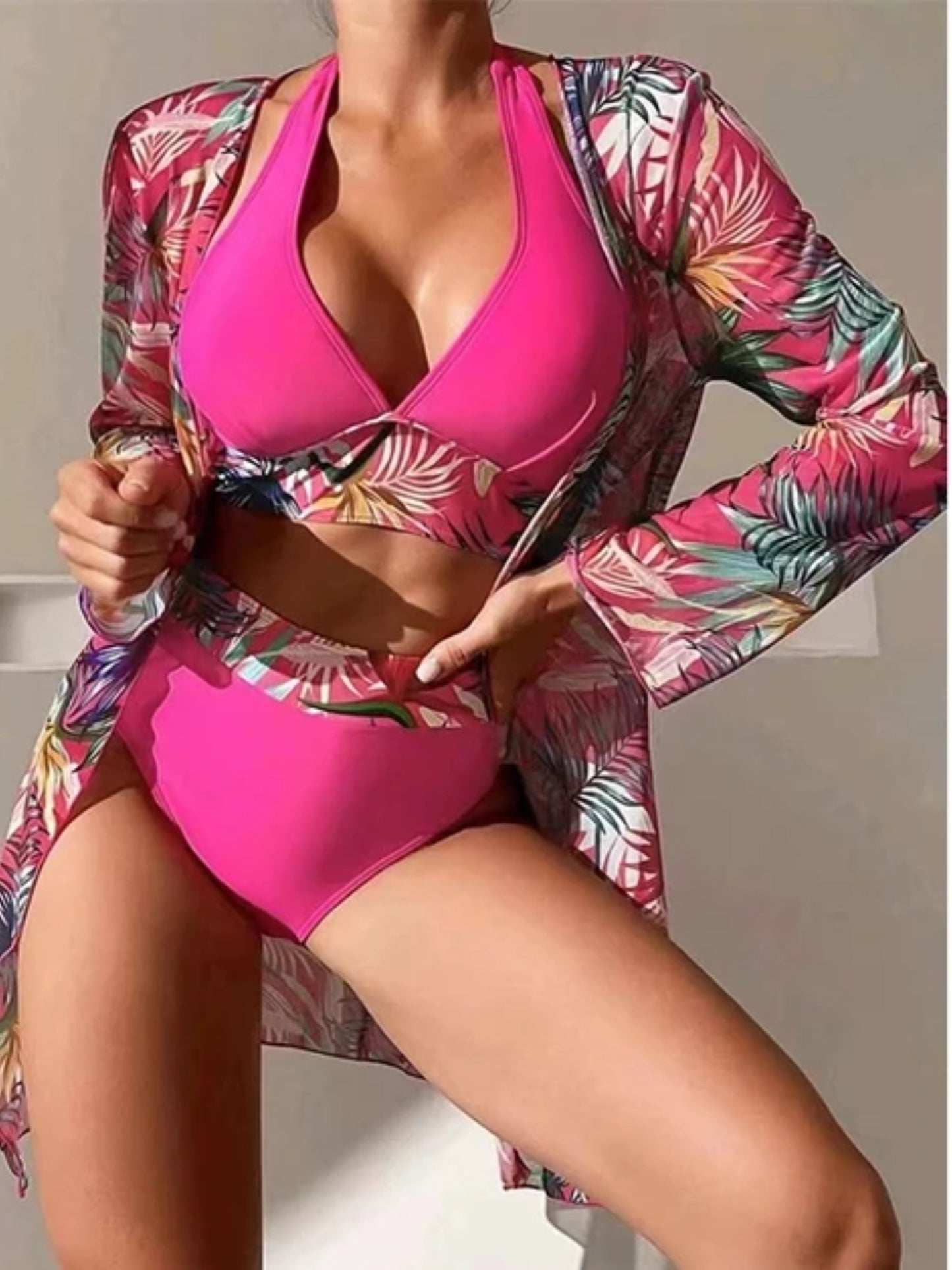 Pink Paradise Monokini And Jacket
