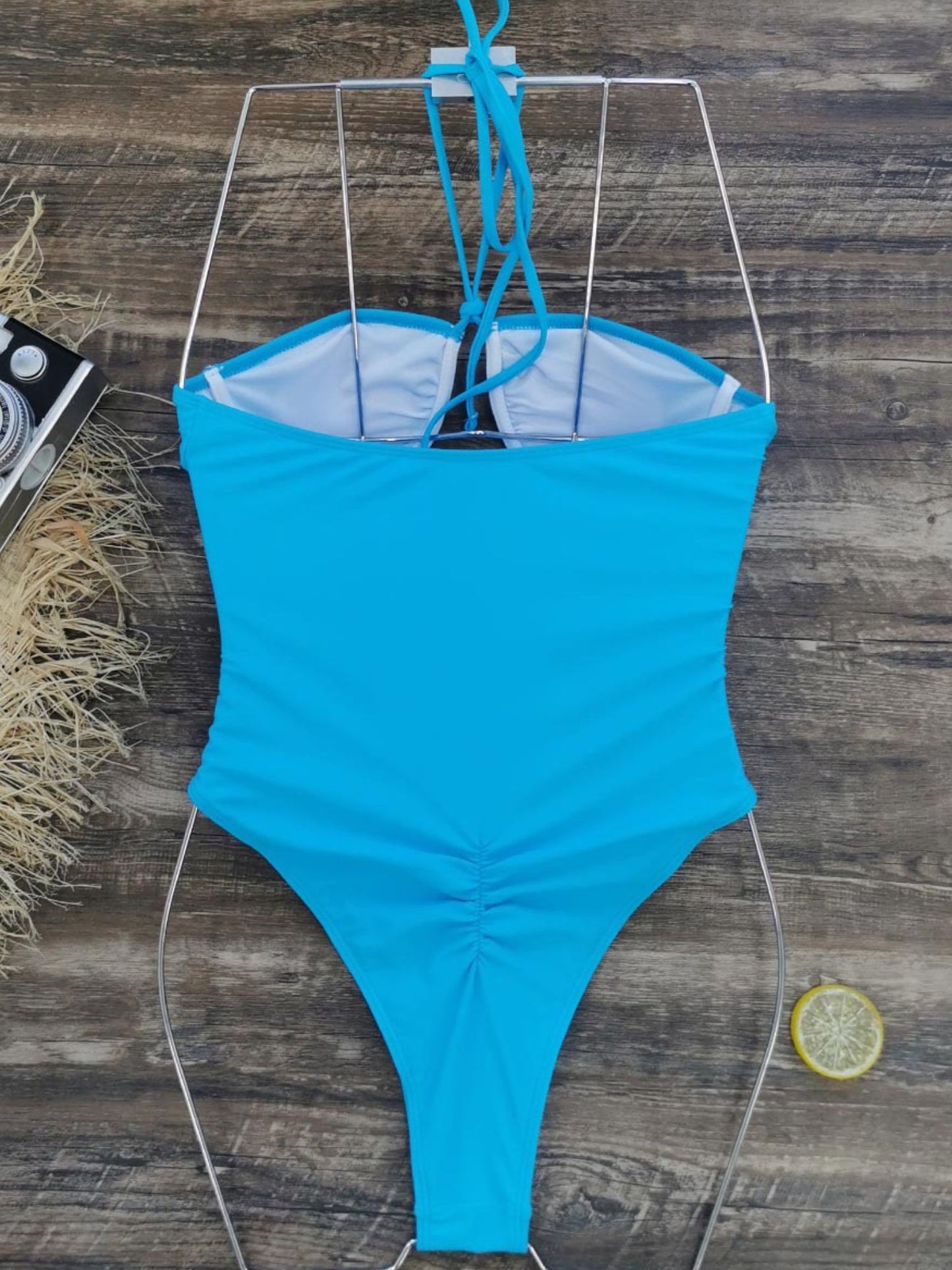 Aqua Sky Cross-Halter One-Piece Swimsuit