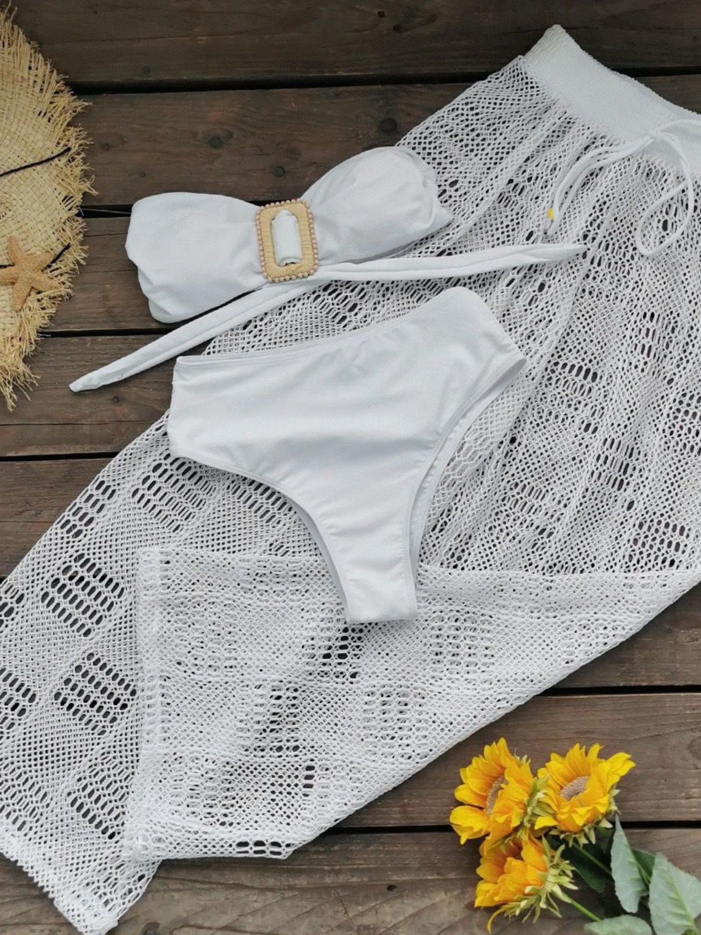 Coastal Glow 3-Piece White Bikini Set