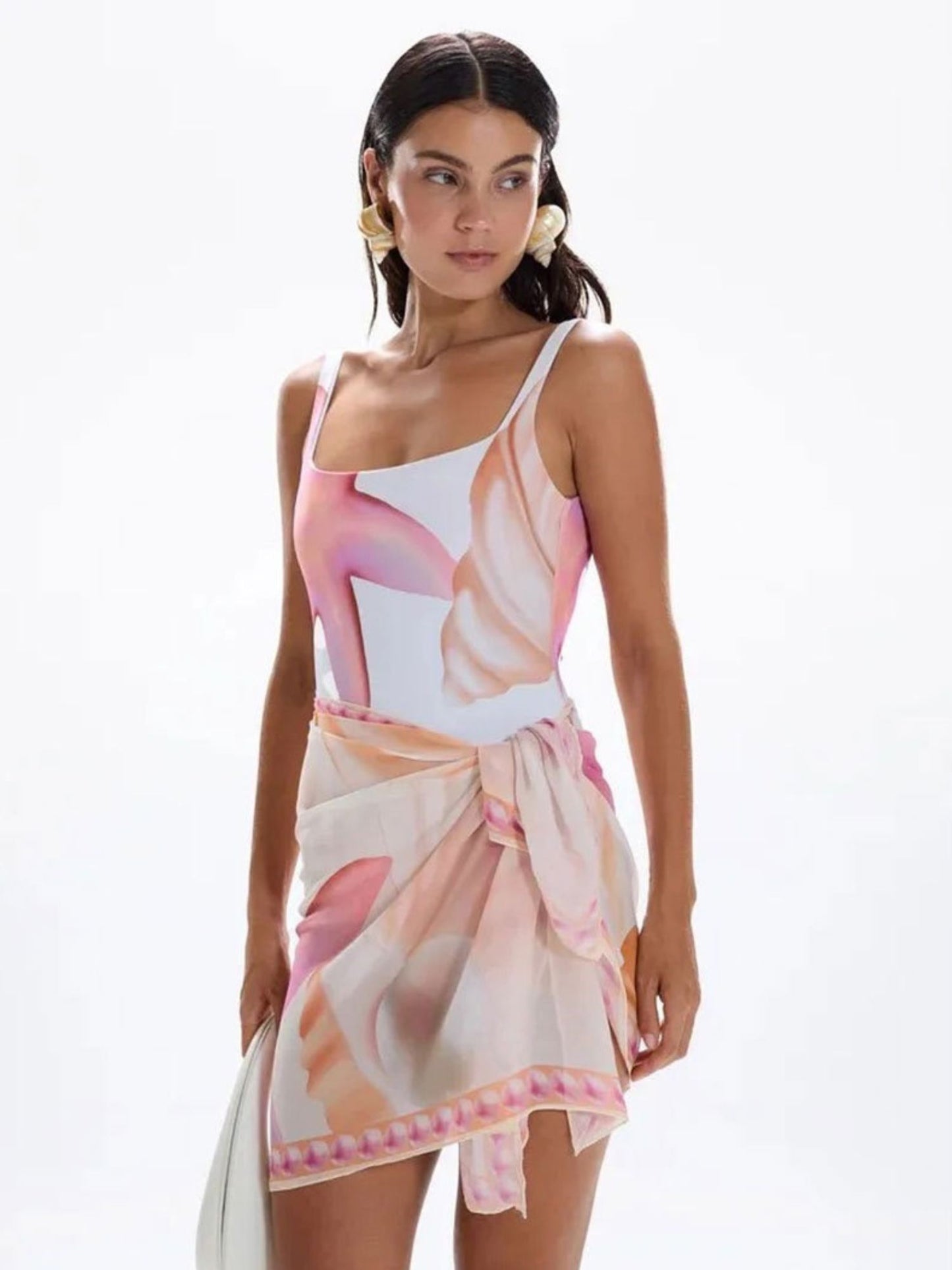 Blush Bloom One-Piece Swimsuit with Matching Sheer Sarong