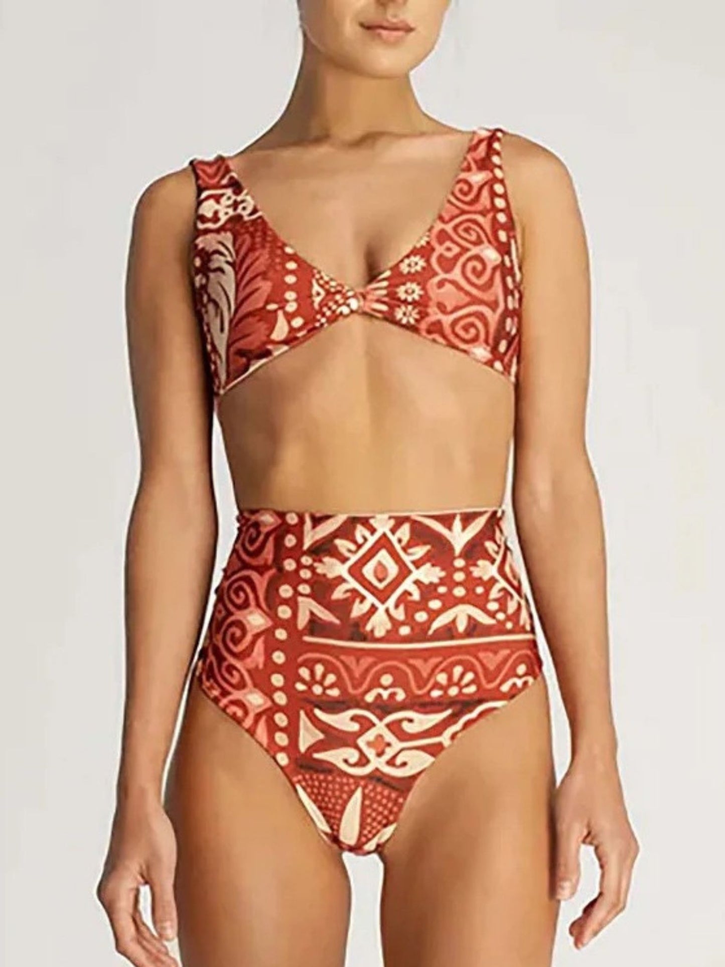 Island Bloom High-Waist Bikini & Sarong Set