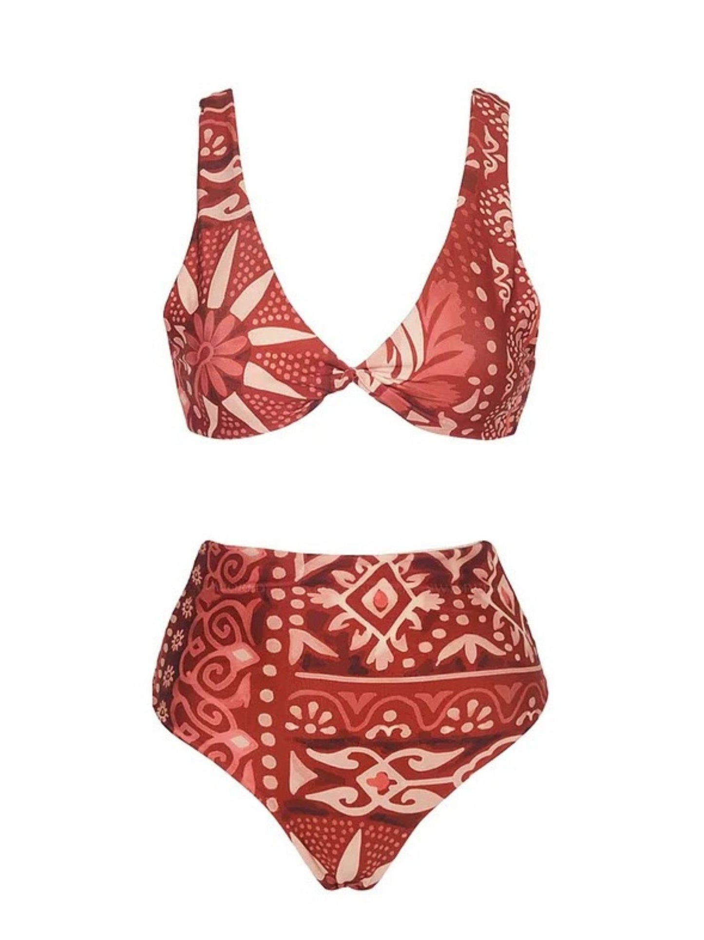 Island Bloom High-Waist Bikini & Sarong Set