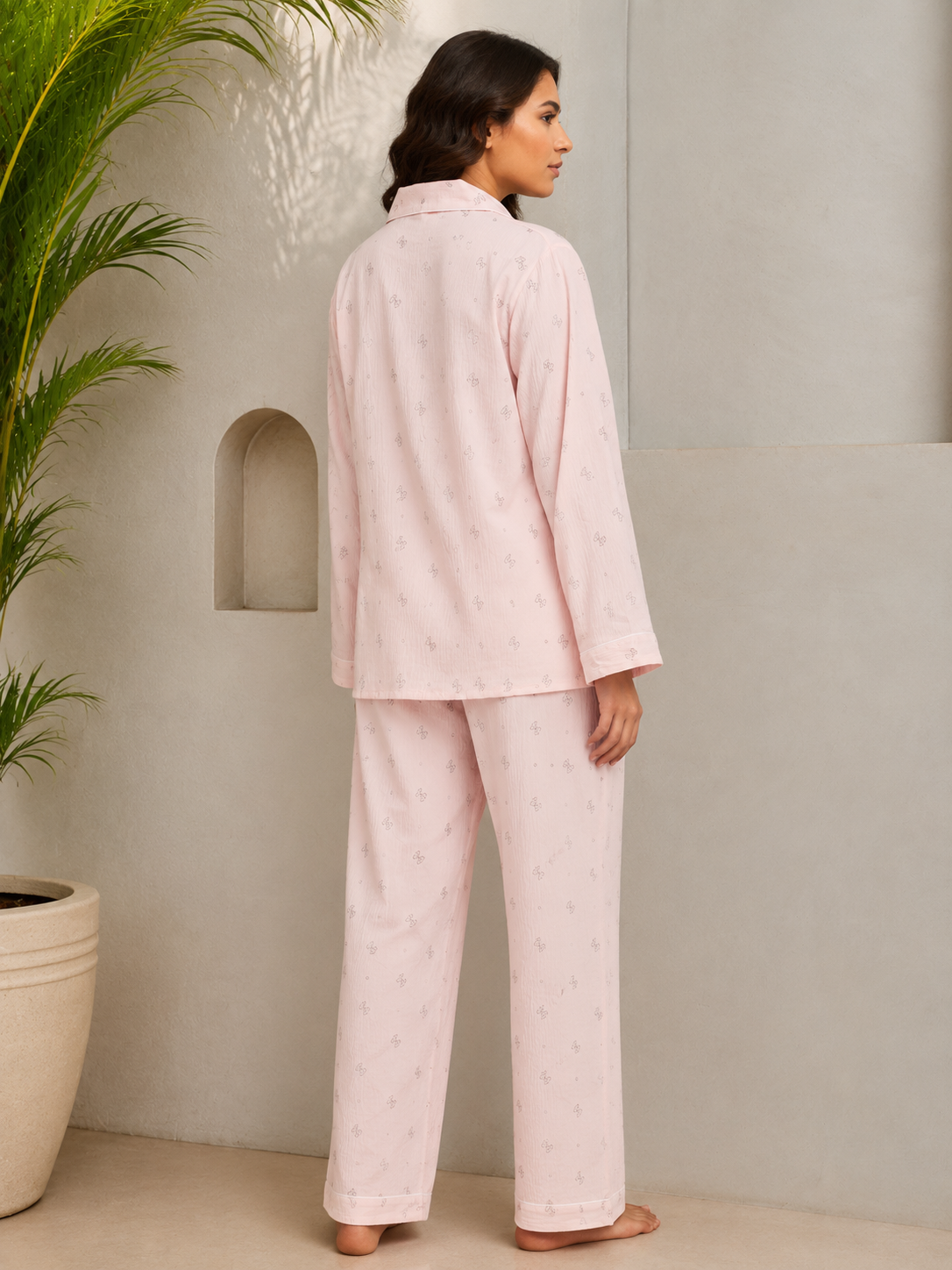 Pink Shirt And Pant Loungewear For Women