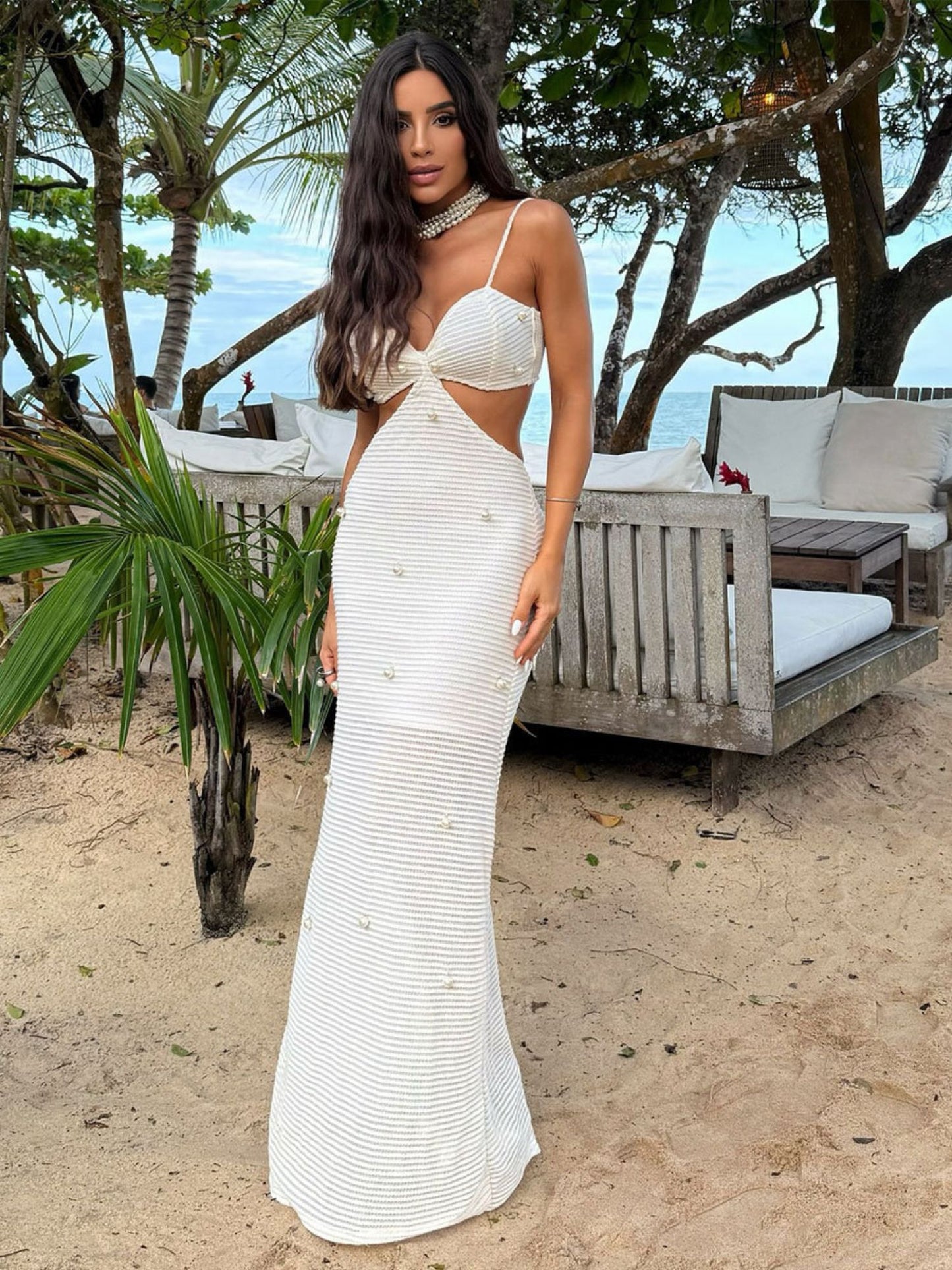 Ivory White Cut-Out Maxi Dress