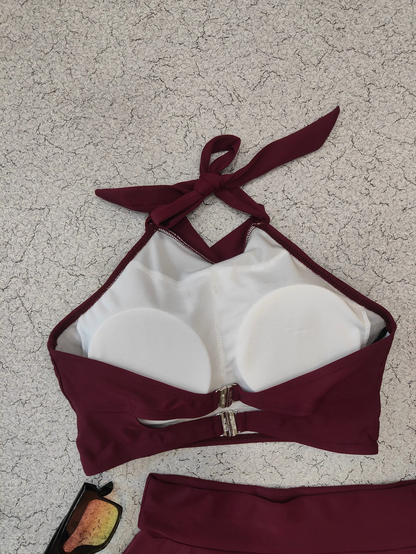 Maroon Halter Bikini & Skirt Set