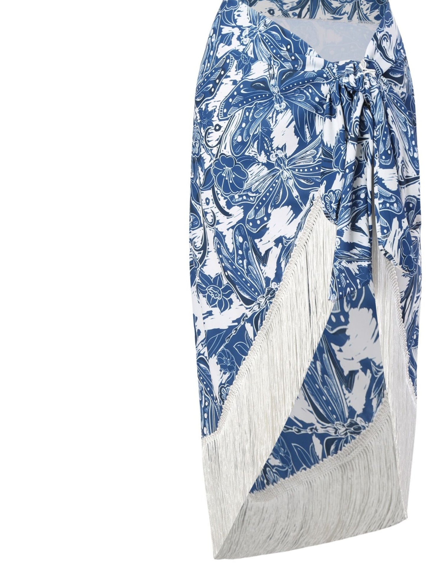 Blue & White Fringed Sarong
