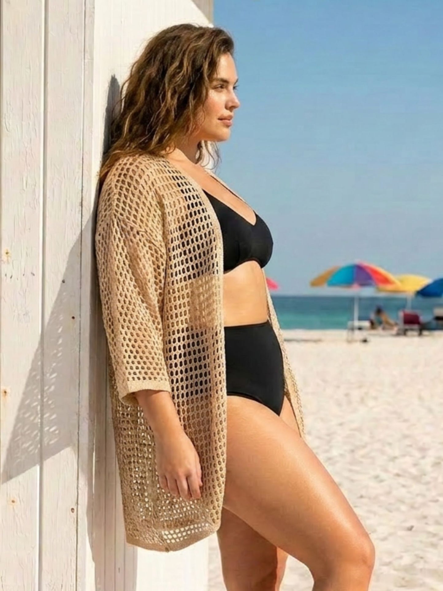 Fishnet Mesh Resort Duster Jacket