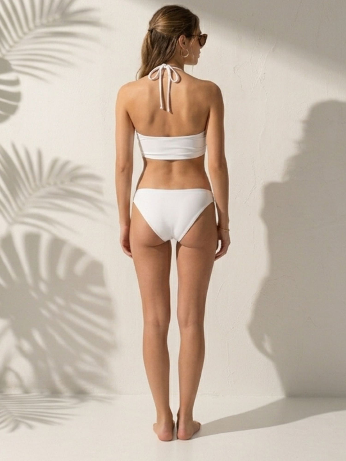 Elegant White Sheer Halter Neck Swimwear