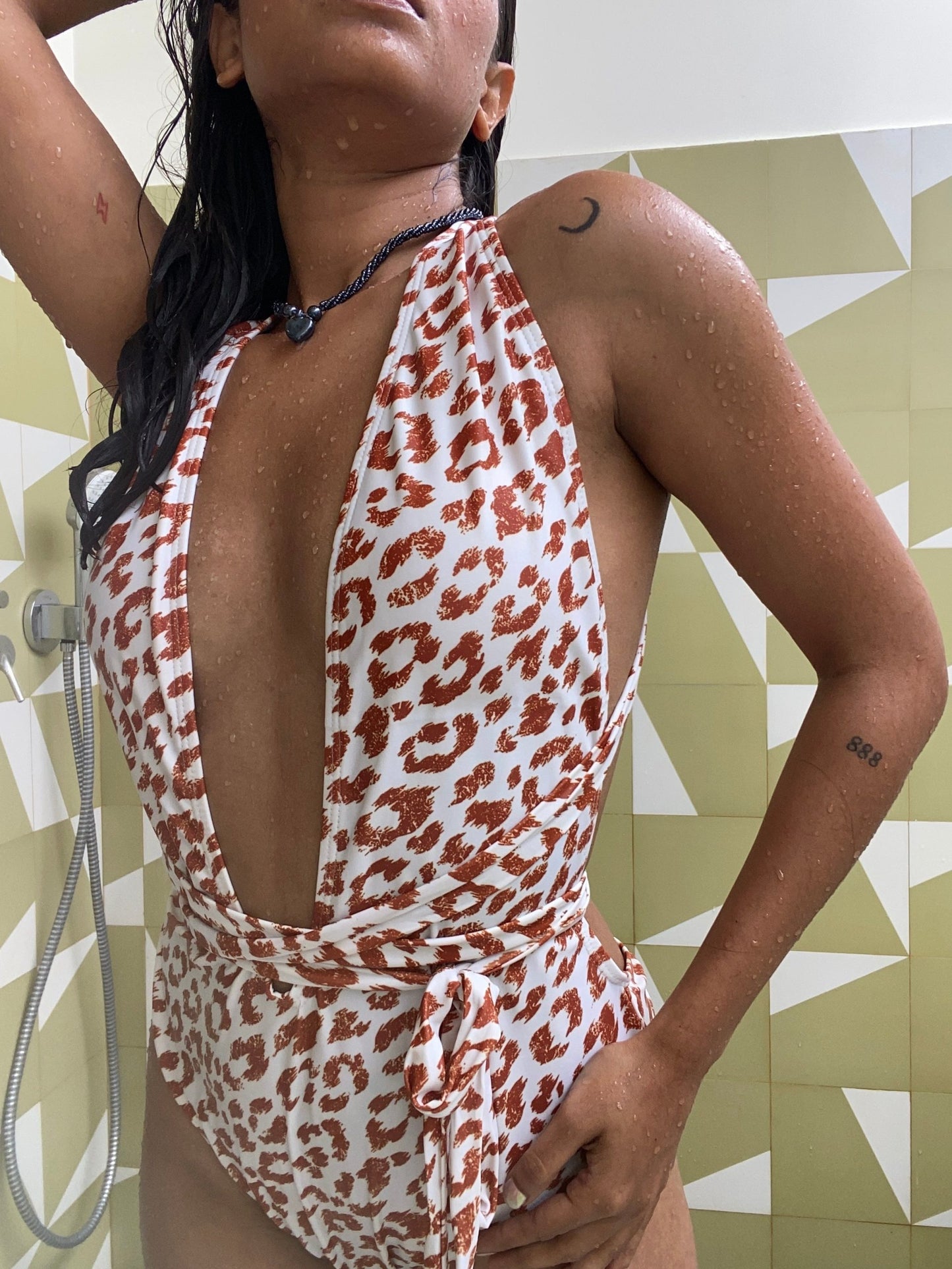 Leopard Print Monokini with Matching Wrap Skirt