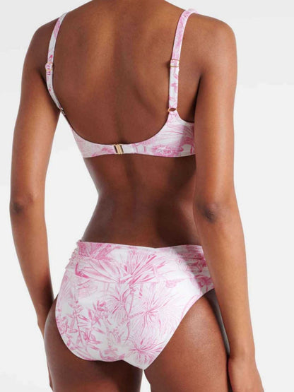 Cloudy Pink Floral Swimwear Set with Sarong