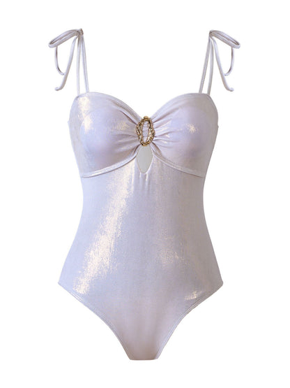 Shimmer White One-Piece Swimsuit Set