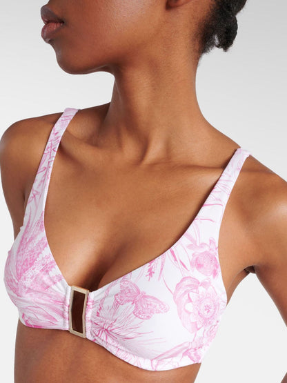 Cloudy Pink Floral Swimwear Set with Sarong