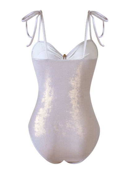Shimmer White One-Piece Swimsuit Set