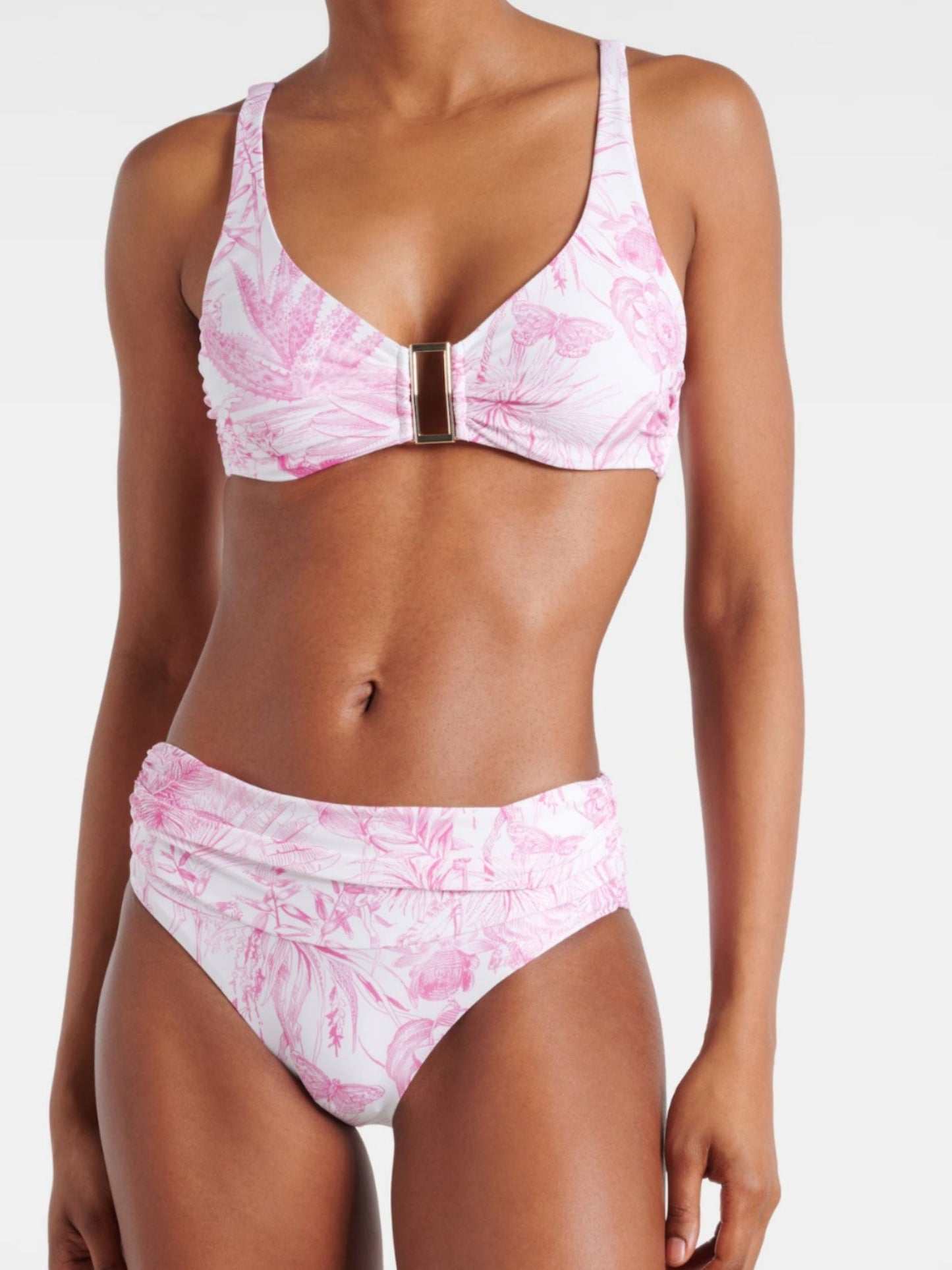 Cloudy Pink Floral Swimwear Set with Sarong