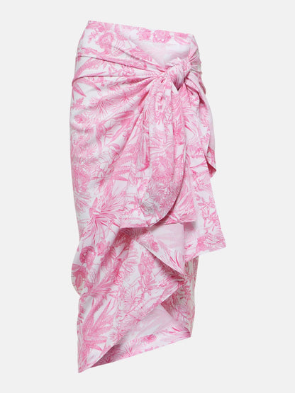 Cloudy Pink Floral Swimwear Set with Sarong