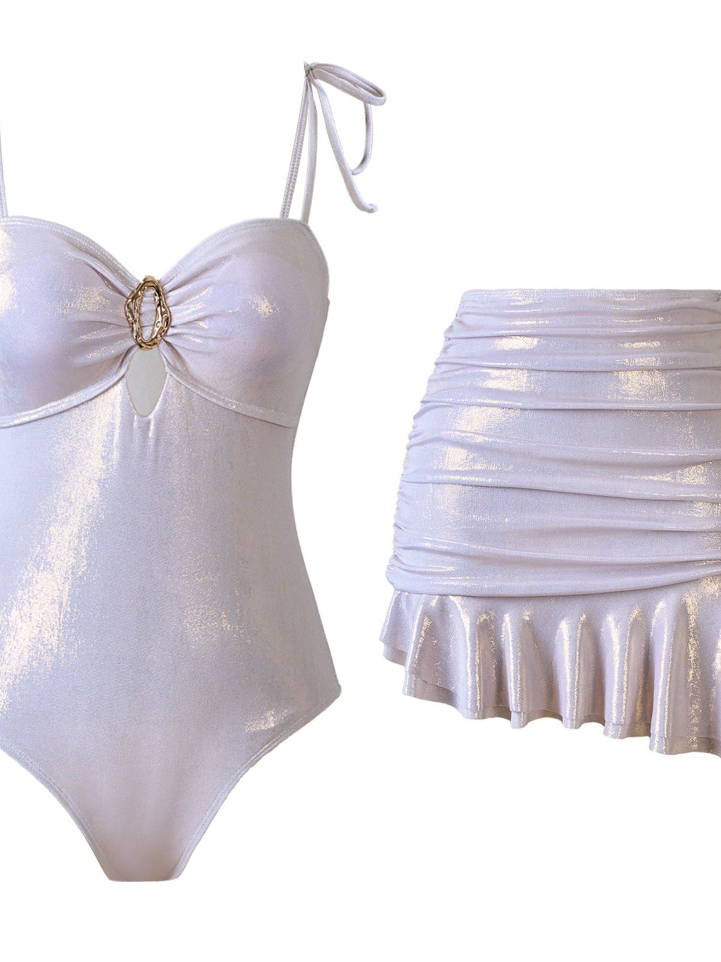 Shimmer White One-Piece Swimsuit Set