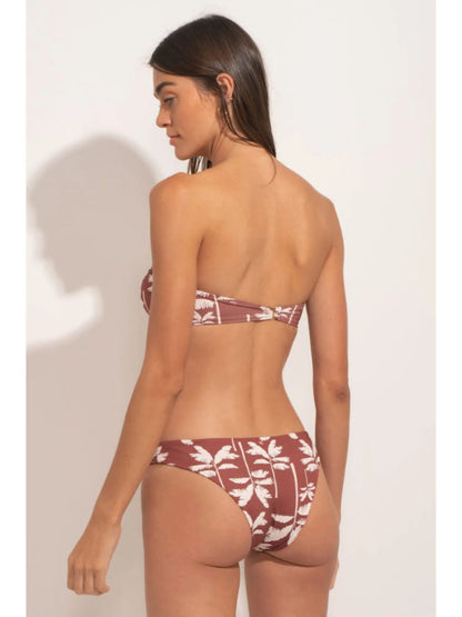 Brown Bandeau Bikini Set with a Sarong
