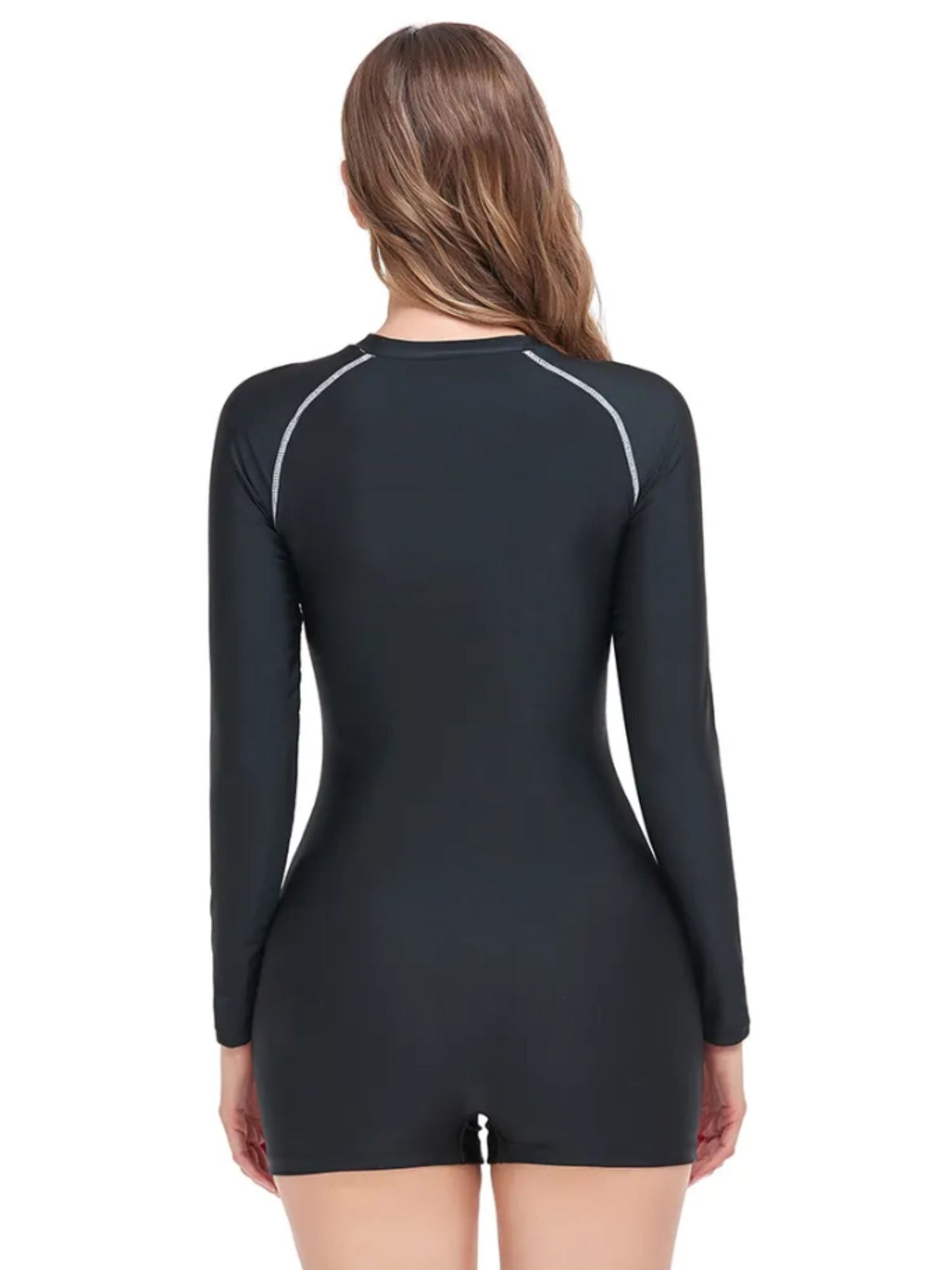 Addery Women's Long Sleeve Zip Front One-Piece Swimsuit