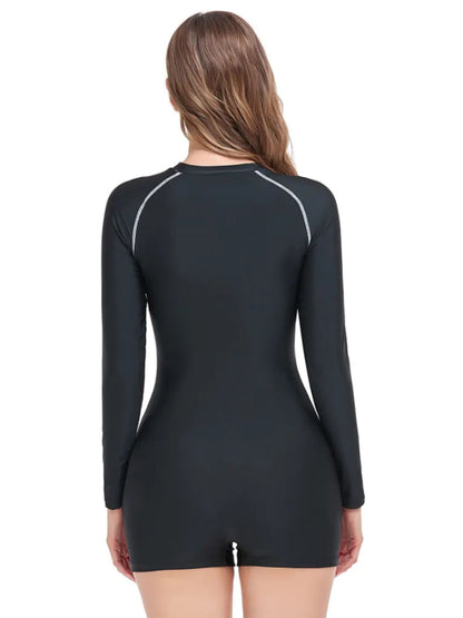Addery Women's Long Sleeve Zip Front One-Piece Swimsuit