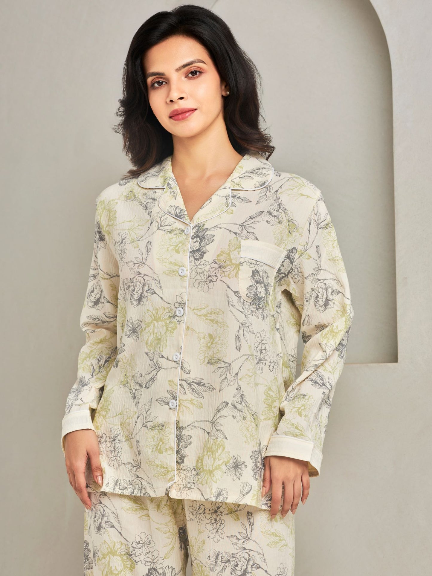 Floral Printed Night Suit Set
