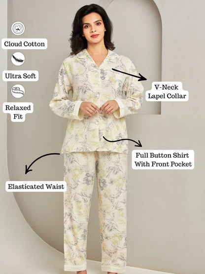 Floral Printed Night Suit Set