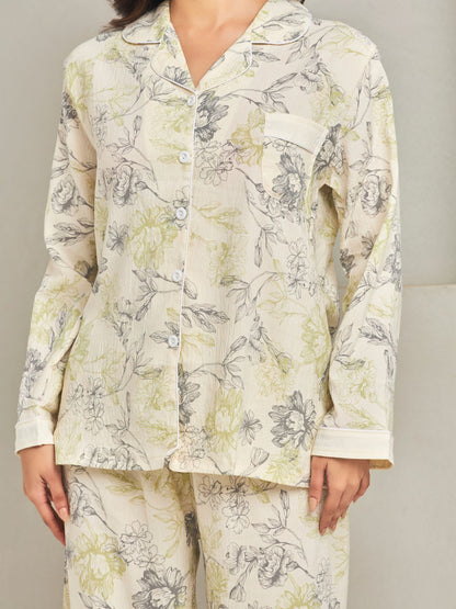 Floral Printed Night Suit Set