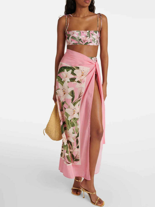 Pink Lily Floral Swimwear Set - Premium Women Swimwear