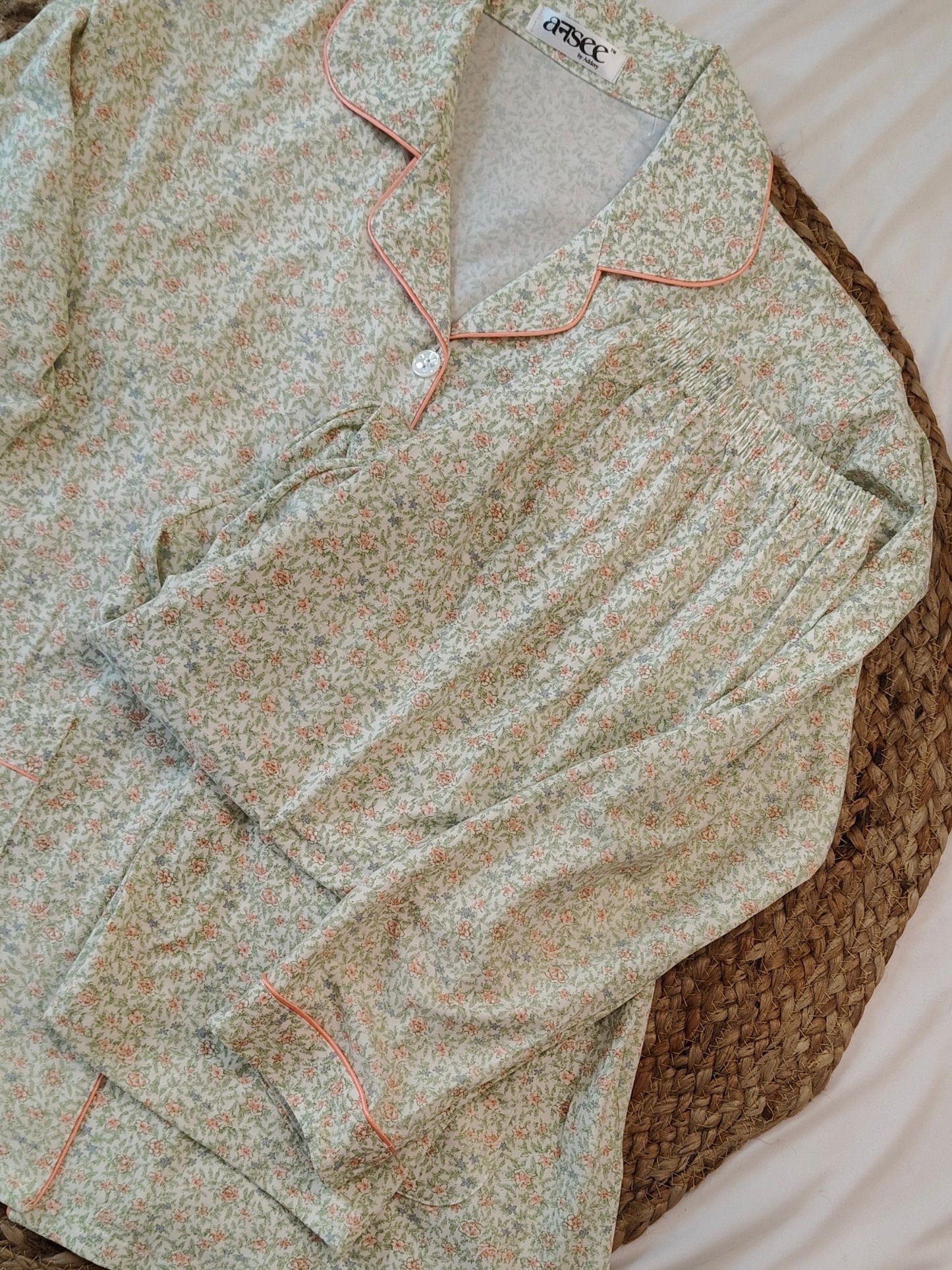 Green Plus Size Cotton Sleepwear Set