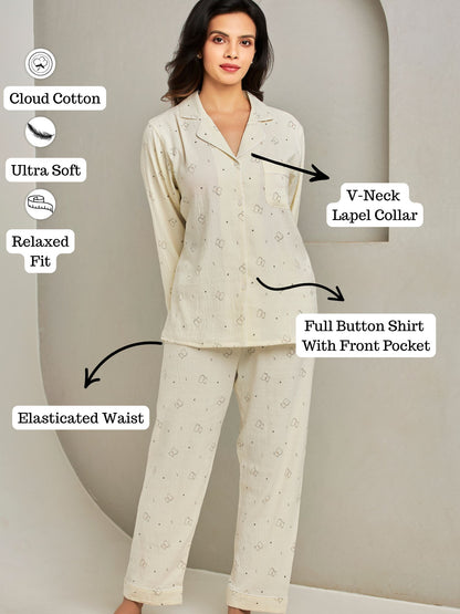 Essential Cotton Sleepwear Set In Yellow For Women