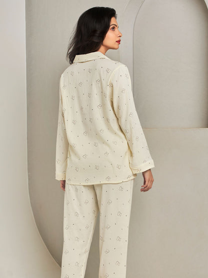 Essential Cotton Sleepwear Set In Yellow For Women
