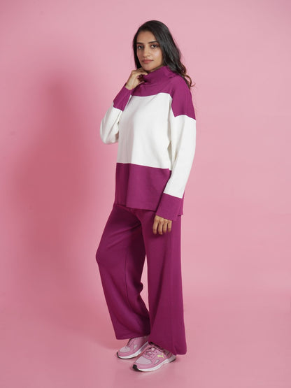 Pink Polo Neck Loungewear Set